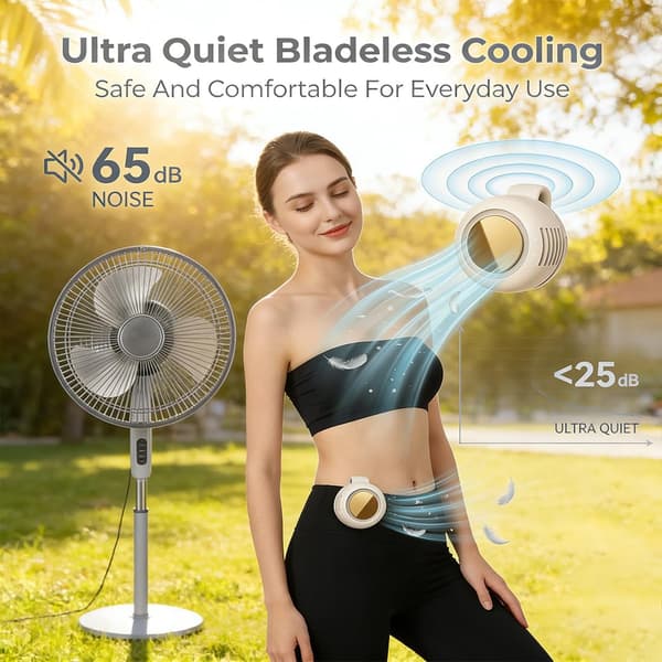 Lyserød Bærbar Lydløs Mini Bladløs Clip-On USB-blæser