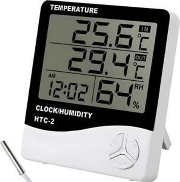 Digital termometer och hygrometer med sensor, inomhusklocka, termometer- och hygrometerfunktioner, temperaturmätning