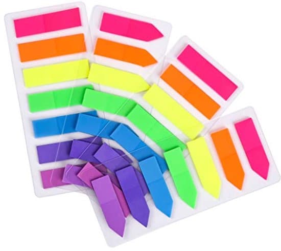 Fluorescerende bogmærker med fluorescerende sticky notes - 4-pak
