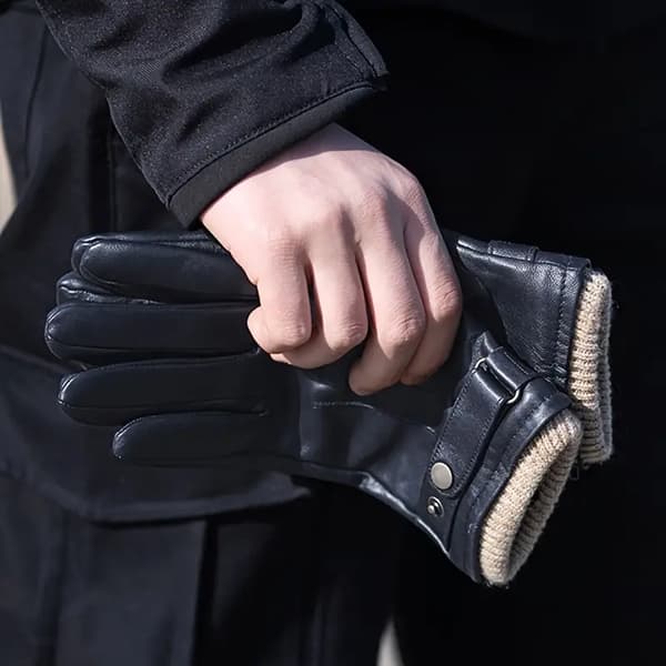 Vinterisolerede touchscreen-handsker til mænd, bløde, fuldfinger, justerbar håndledsrem - Sort XL