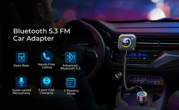 Bluetooth FM-sender Bilradio USB Hurtigoplader Adapter MP3-afspiller Håndfri