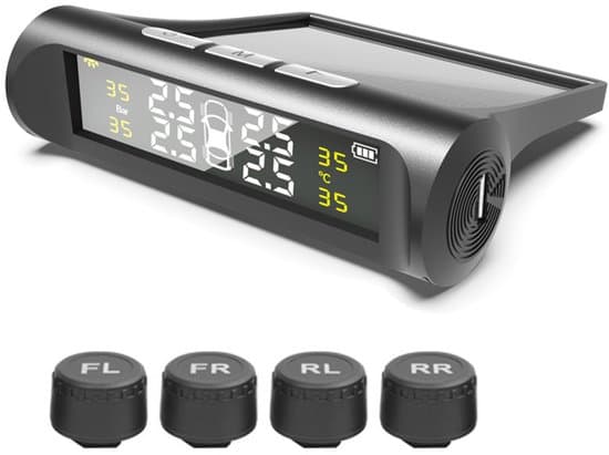 Bildäckstryckmätare, däcktrycks-LCD-display, automatiskt säkerhetslarm - färgskärm, extern däcktryckssensor