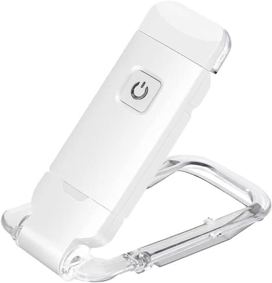 Læselampe til bog - Forstørrelseslampe til seng - Lampe med klips - Hvid