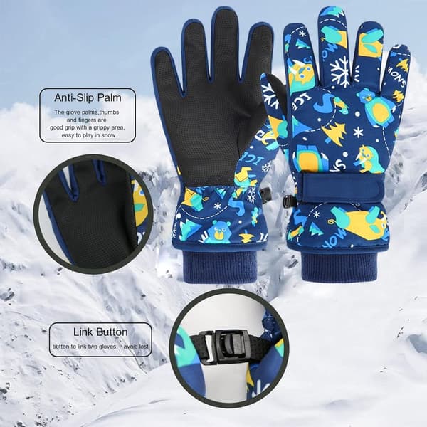 Børne ski-/snowboardhandsker, WP varme vinterhandsker, touch screen snehandsker str. M
