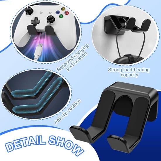 stykker selvklæbende vægbeslag til spilcontroller, gamepad og hovedtelefonholder til PS5/PS4/Xbox/Switch