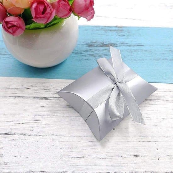 MTTProducts - Presentaskar i Kartong - Elegant Förpackning - Silverkudde - Presentaskar - Perfekt för Fester - 50 Delar