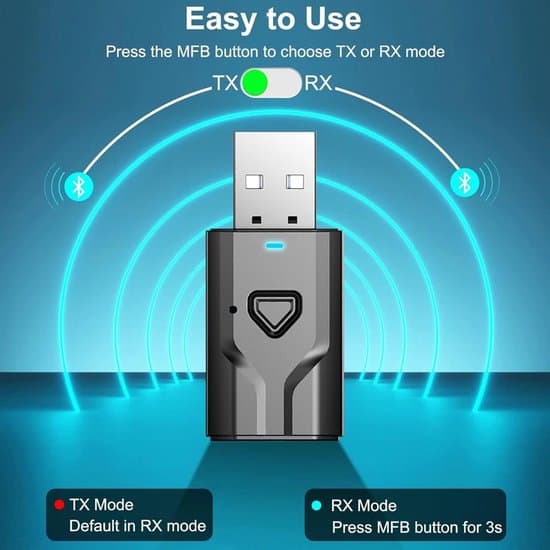 Trådløs USB Bluetooth-adapter til afsendelse og modtagelse af lyd – Kompakt 3,5 mm lydsender til TV, PC og bil