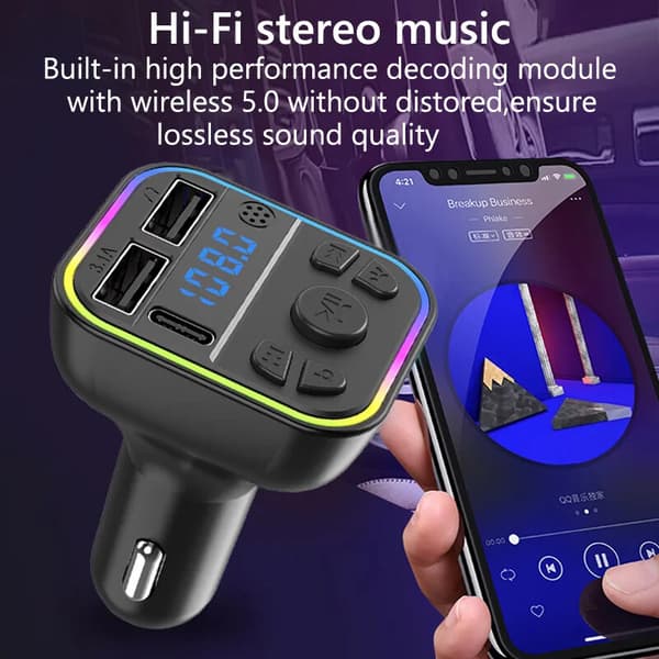FM-sender Trådløst Bluetooth-bilsæt MP3-afspiller Radioadapter USB-oplader