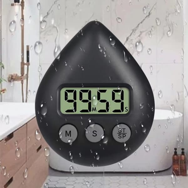 Vattentät timer, duschstänksäker timer, sugkoppstyp ingen stansning badrumstimer, 2 stycken, svart