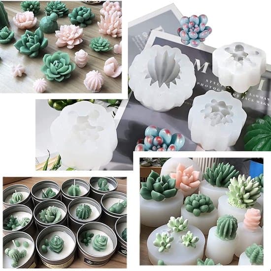 3D Silikon Blomma Suckulent Växt Ljusform & Hartsgjutningsset