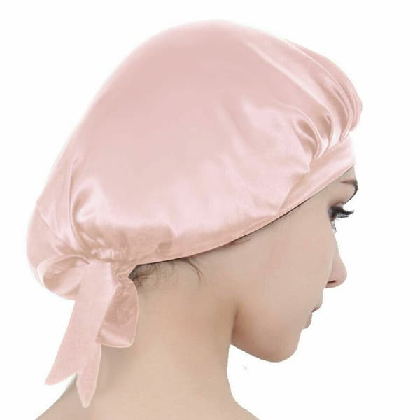 Dame 100% morbærsilke sovehårhat pleje satin sovehætte nathue