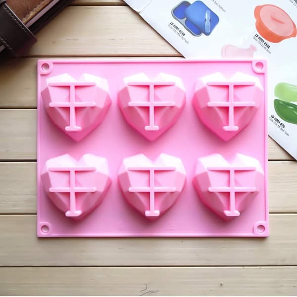 Hjerteformet silikoneform, Velegnet til chokolade, muffebagning, slikbagning, pink