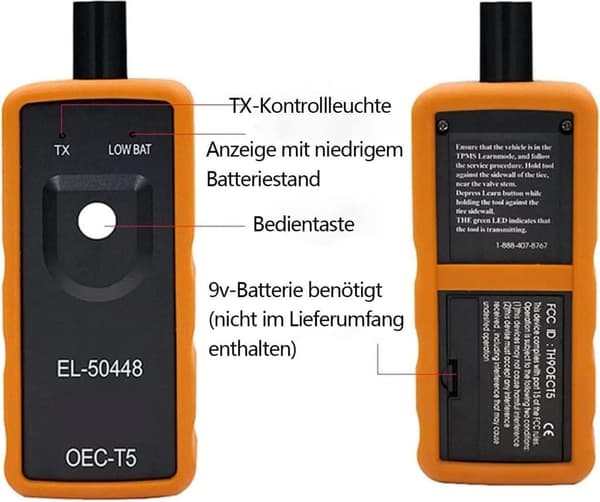 EL-50448 TPMS Däcktrycksinlärningsverktyg, OEC-T5 Däcktryckssensorverktyg, Orange, Batteri ingår ej