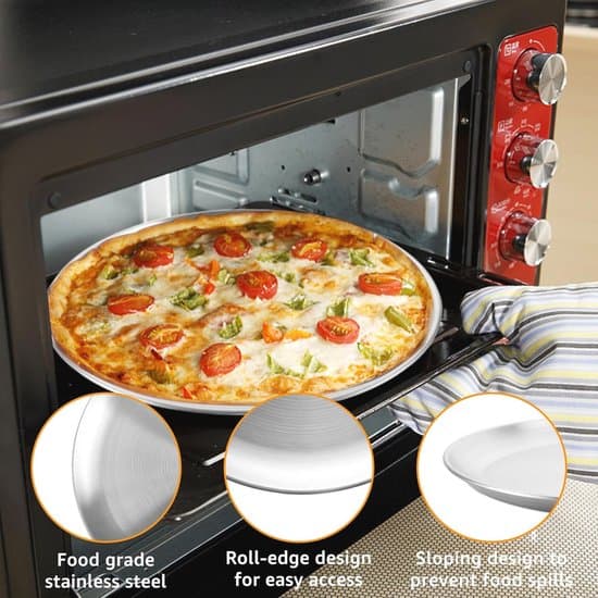 Sæt med 4 pizzatallerkener til lækre pizzaer - rustfrit stål - Non-stick ovnbageplader