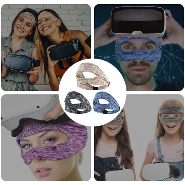 VR ögonmask, justerbart andningsbart VR svettband för VR-träning - Blå