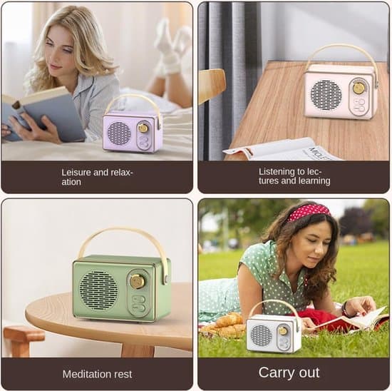 Laadukas retro Bluetooth-kaiutin - Bluetooth-kaiutin - erittäin pitkällä akunkestolla - vaaleanpunainen