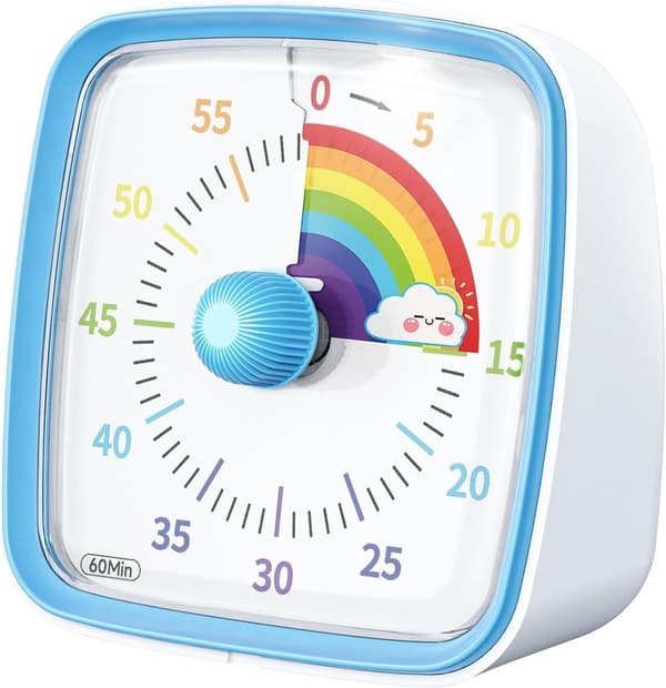 Visuell timer, 60-minuters nedräkningstimer, regnbågsmönster barntimer