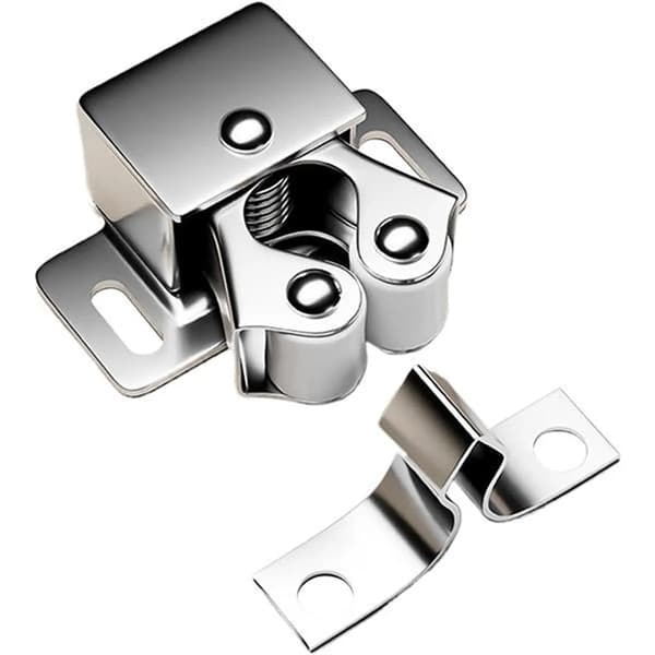 Möbeldörrlås rullås, 10-pack, silver, justerbart, lämpligt för skåpdörrar.