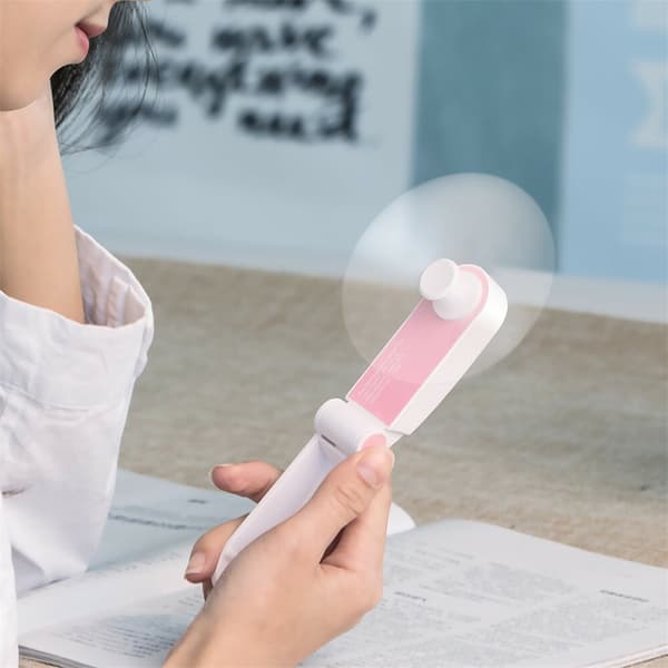 Bærbar Rejse Sammenfoldelig Ventilator USB Genopladelig Mini Skrivebords Stille Køler - Pink