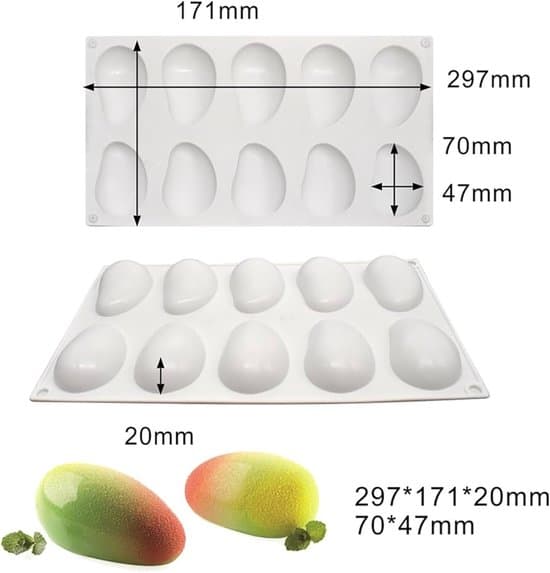 Silikonform för mangodessert - 10 hål - Flexibel och hållbar - Silikon