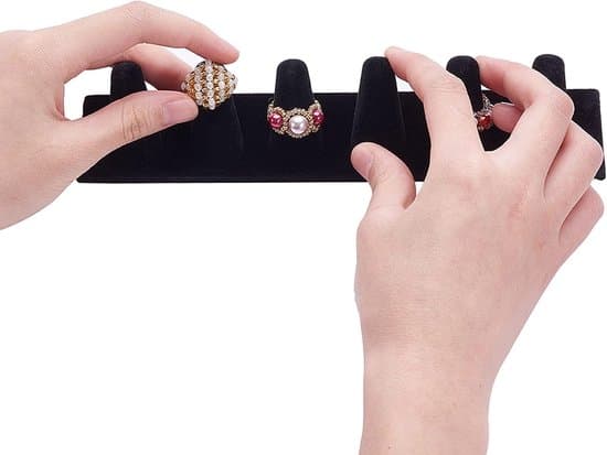 Fingerring Display Standere, Sort Rektangulær Fløjl Ring Udstillingsdisplay Smykke Organizer Stand Ring Opbevaring Smykkeholder, Sort