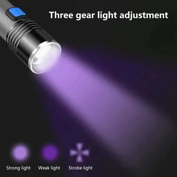 Ladattava LED UV-mustavalotaskulamppu