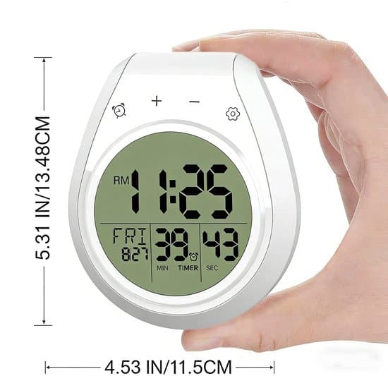 Pekskärm LCD Digital Kök- & Duschklocka med Sugkopp & Temperaturdisplay (Vit)