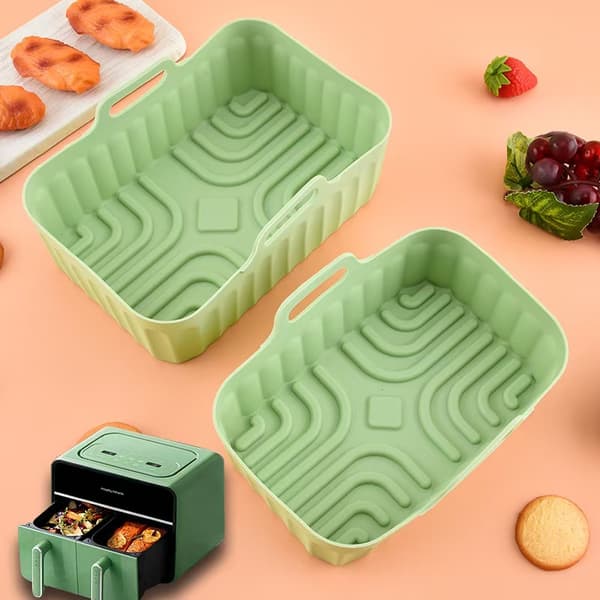 Rektangulär bakform i silikon för airfryer, återanvändbar insats