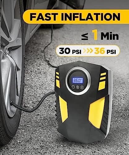 Elektrisk däckpump, bärbar luftsensor för fordon.