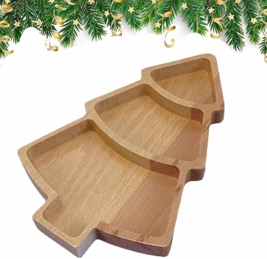 2-pack serveringsbrickor och ostbrickor i trä med julgransdesign (23,5x15cm)