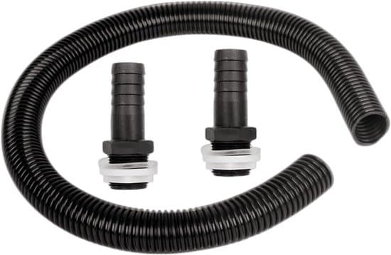 Regnvandsbeholderforbinder - Regnvandsbeholderfitting - Regnvandsbeholderpåfyldning - Dobbelt rør - 25mm - Sort