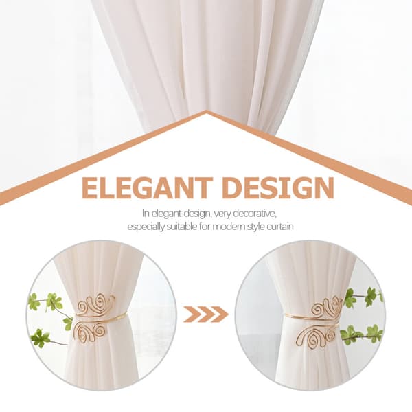 2 stk. dekorative gardinstropper med guldring, nem installation, elegant