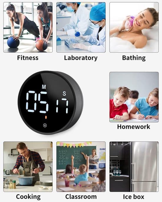 Timer, smart kökstimer, digital nedräkning och Pomodoro-timer, äggklocka, digital, perfekt för matlagning och träning.
