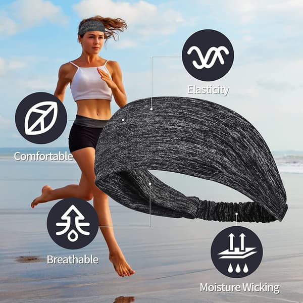 Trefärgat stretchigt sporthuvudband i polyester, unisex.