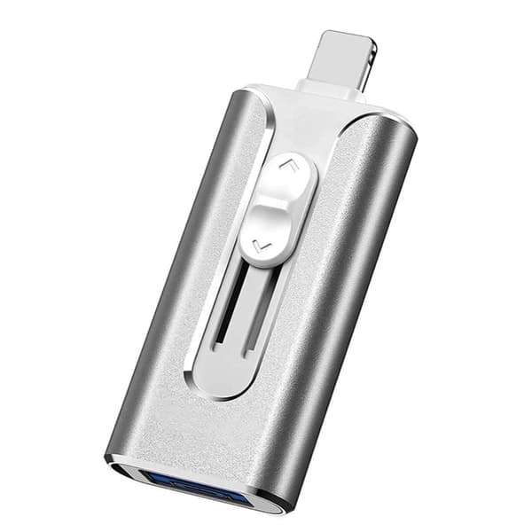 Silver 3-i-1 128GB USB-C flash-enhet, stöder höghastighetsdataöverföring, kompatibel med Micro-USB-gränssnitt, lämplig för mobiltelefoner.