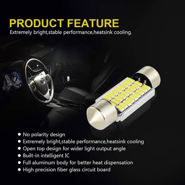 Bil LED-lampor - 36mm - 4-pack - 160 Lumen - 6000K - Problemfri CAN Bus