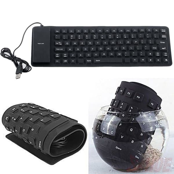 85-tastet USB-kabel. WP foldbart tastatur, egnet til PC, bærbar computer og tablet - sort