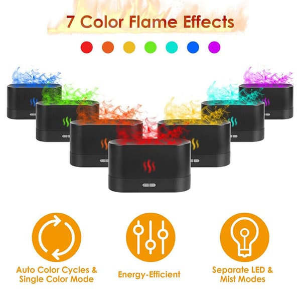 RGB Flamme Luftfugter Aroma Æterisk Olie Diffuser Ultralyd Aromaterapi