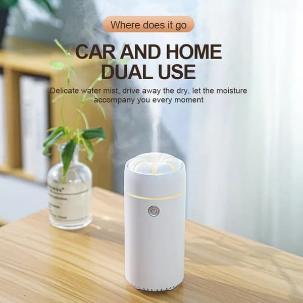Bil/hem aromdiffusor med 7-färgs LED-ljus, vit