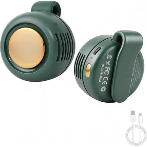 Lille bærbar cyklon cirkulerende ventilator, mini bladløs ventilator med klips, grøn MF019