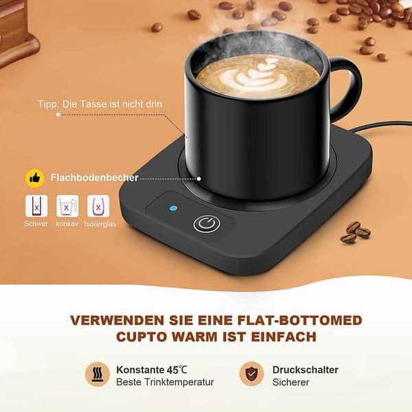 USB isoleret kopmåtte, 45°C – Perfekt til kaffe og te.