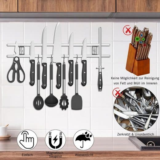 Väggmonterad magnetisk knivlist