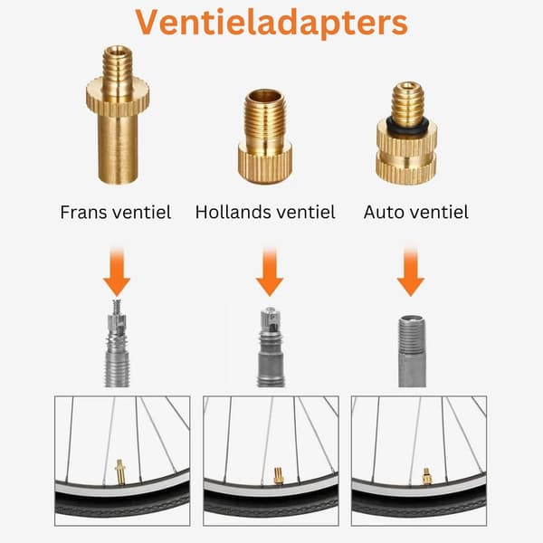 18-delars adaptersats - cykelventiladapter - bilventiladapter - bollpumpnål - universalmodell (guld)