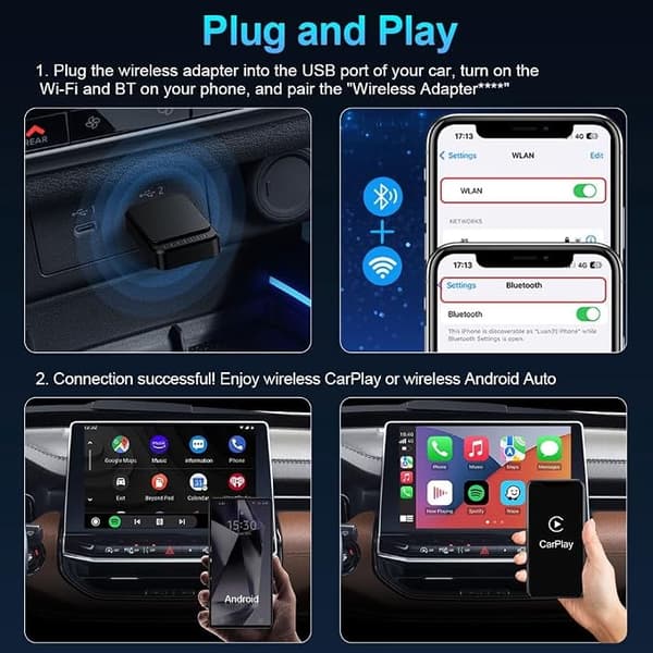 Kannettava Android AutocarPlay -moduuli 2-in-1 langaton CarPlay-laatikko