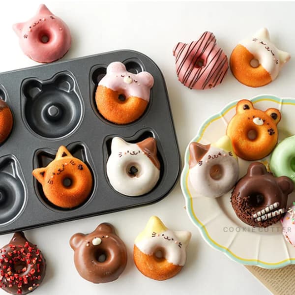 Koppar Donutform Mini Bakform Donutbricka Kakform Söt Guld
