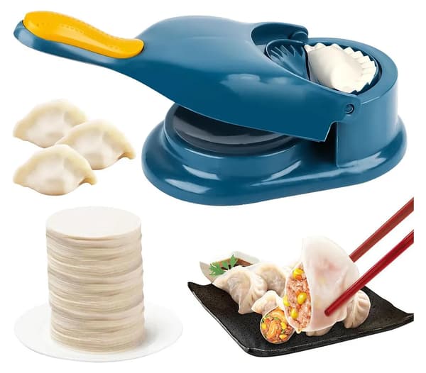 2-i-1 manuell dumplingform, wontonform, dumplingmaskin, degficksform, dumplingmaskin, dumplingform, blå