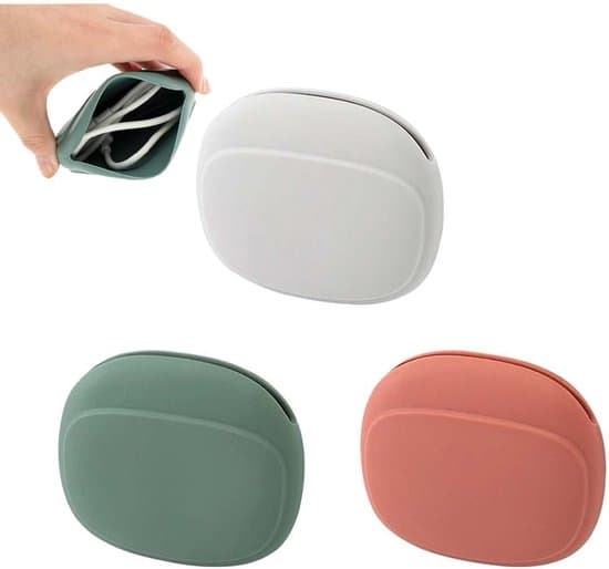 Röd Grön Grå Mini Silikon Hörlursförvaringsfodral Set