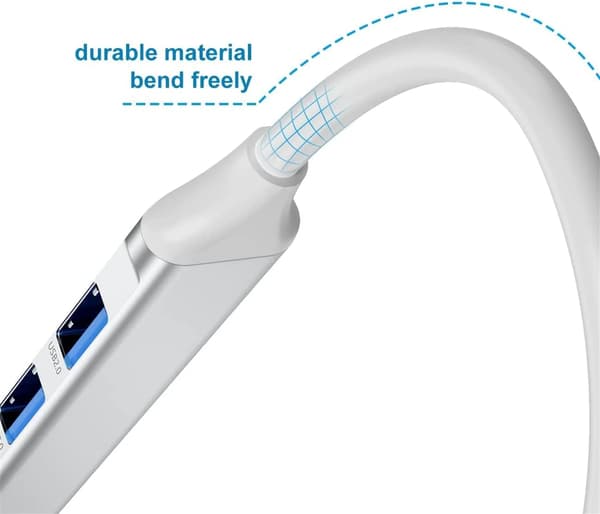 4-portars USB-C-hub och datasplitter i aluminiumlegering (silver)