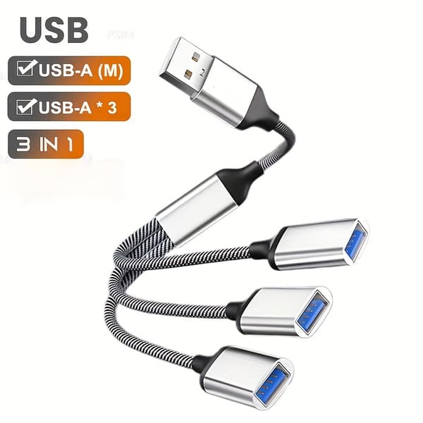 2-pak 3-i-1 USB-kabel splitter til iPhone 15, kompatibel med MacBook, iPad Pro Air, Surface Go & PC laptops.