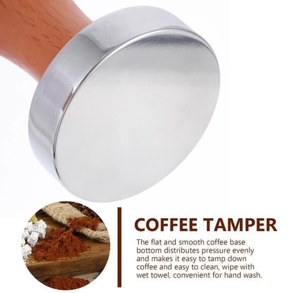 58MM Kaffetamper Træ Espresso Rustfrit Stål Flad Base